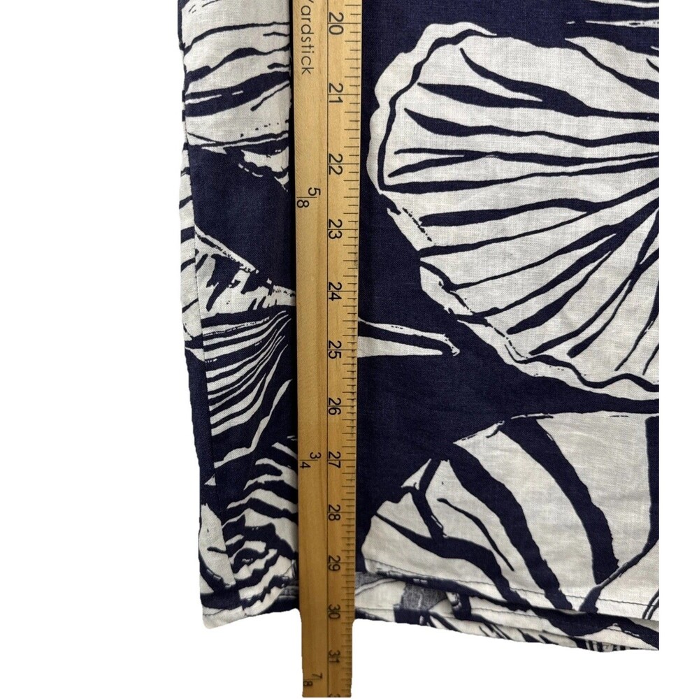 Nicole Miller women’s Seashells Linen Wrap Skirt Size M Navy & Off White - Picture 9 of 15